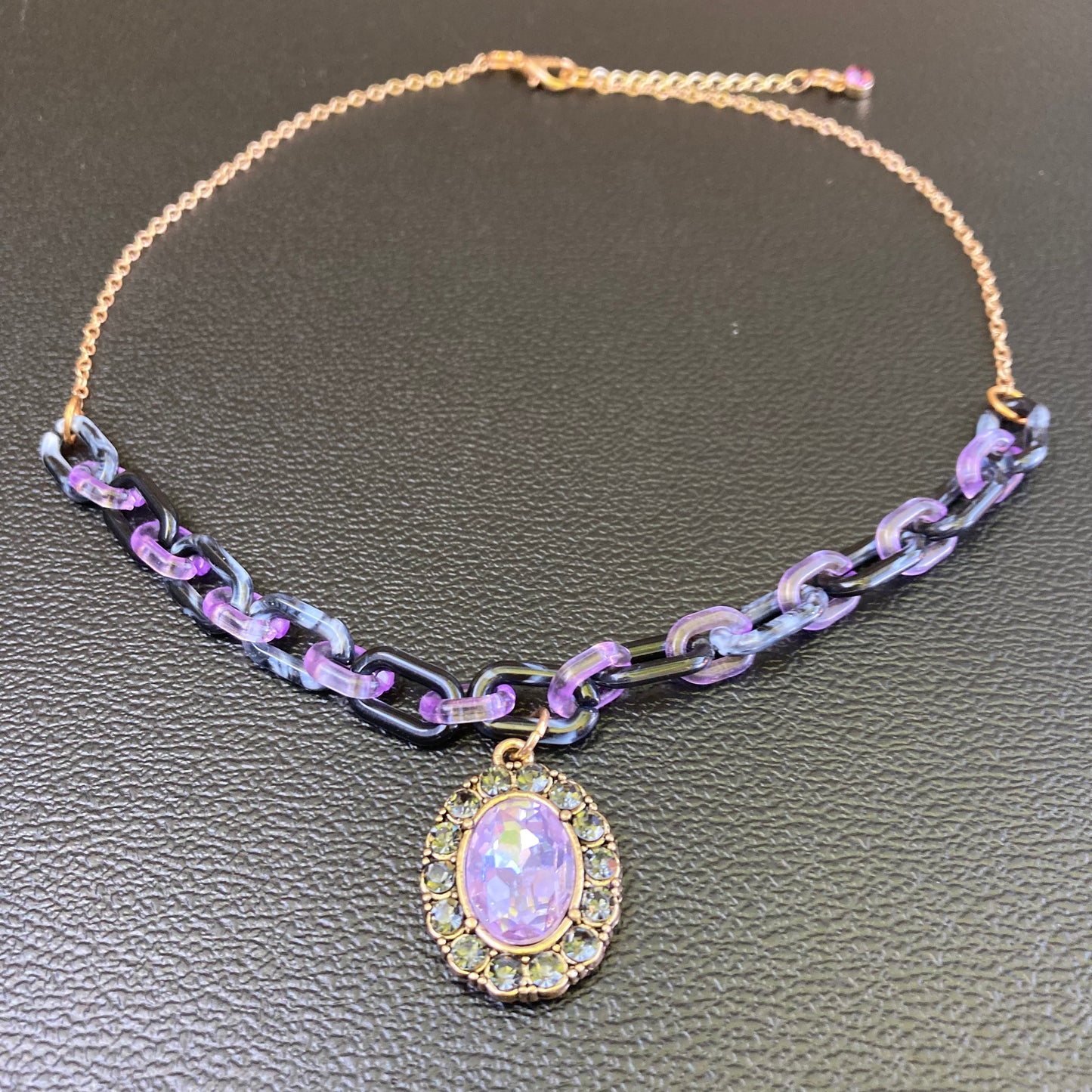 Purple Goth Charm Necklace