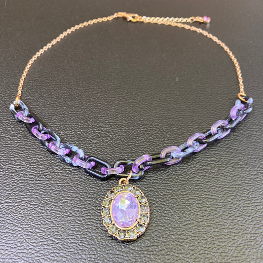 Purple Goth Charm Necklace