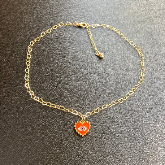 Nazar Heart Orange Choker
