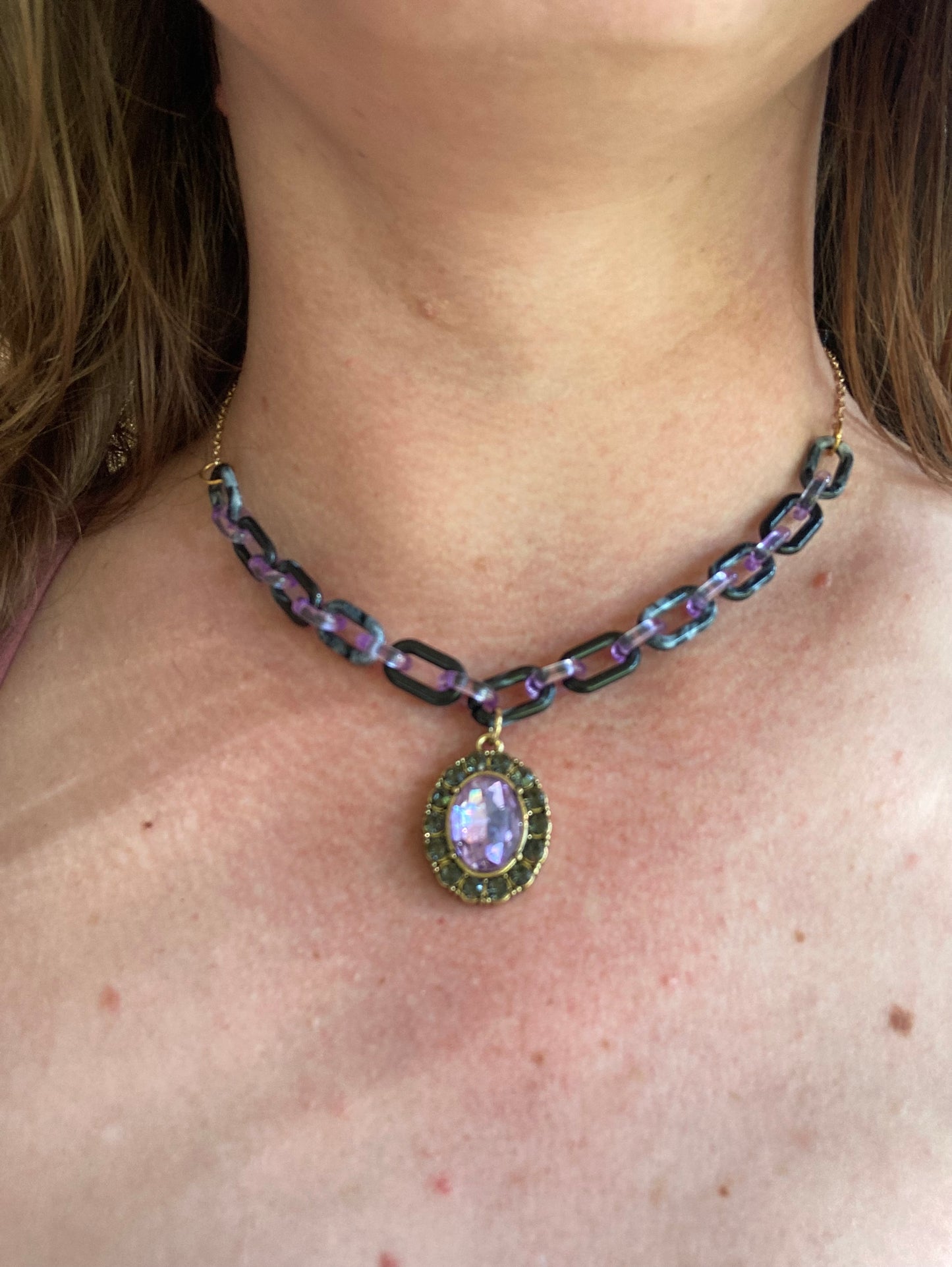 Purple Goth Charm Necklace