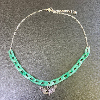 Jade Moth Charm Necklace