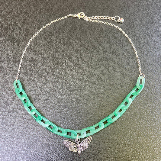 Jade Moth Charm Necklace