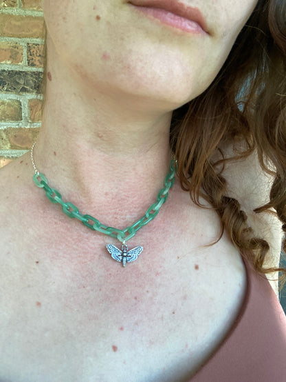 Jade Moth Charm Necklace