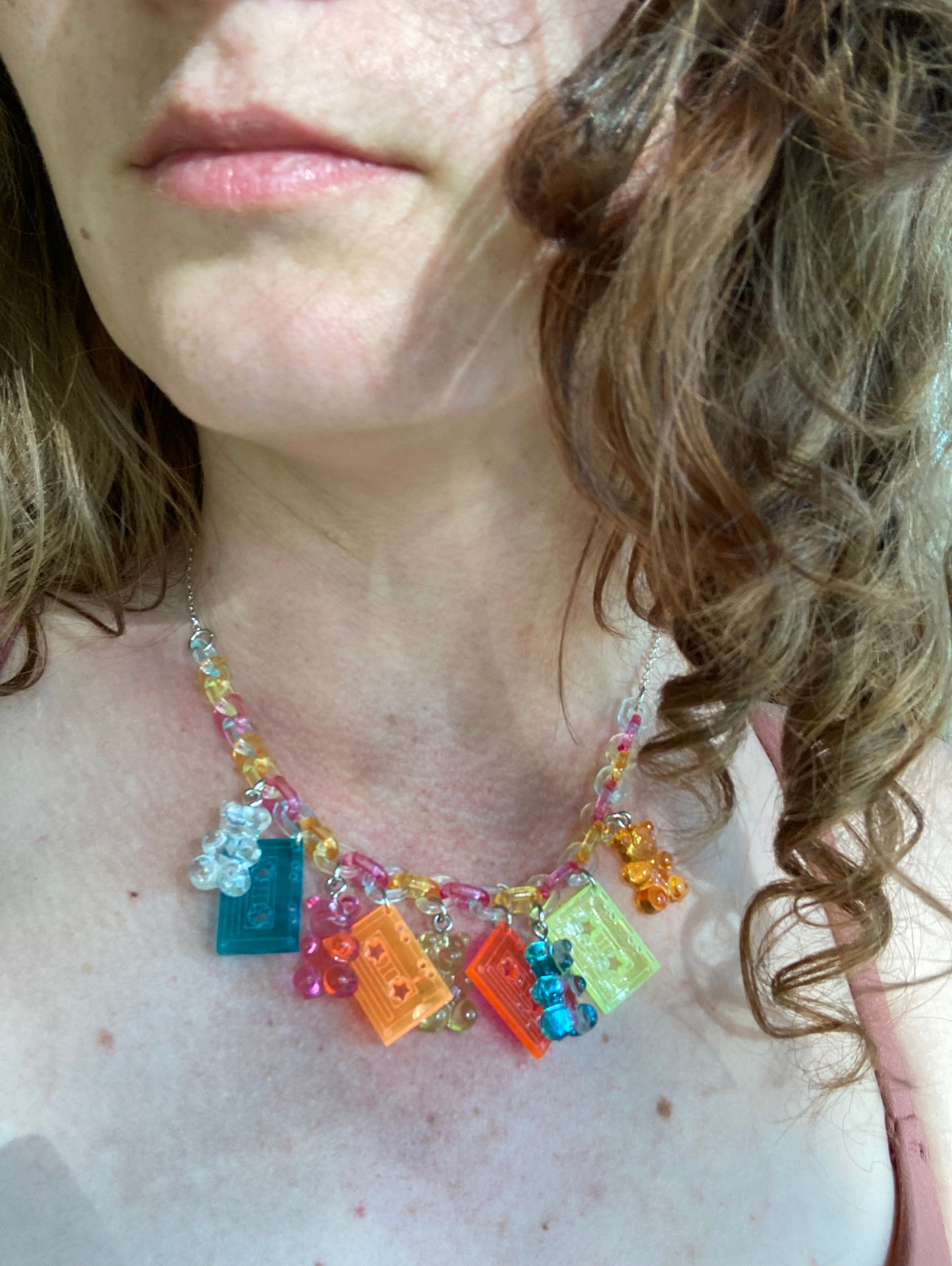 Gummy Cassette Bears Charm Necklace
