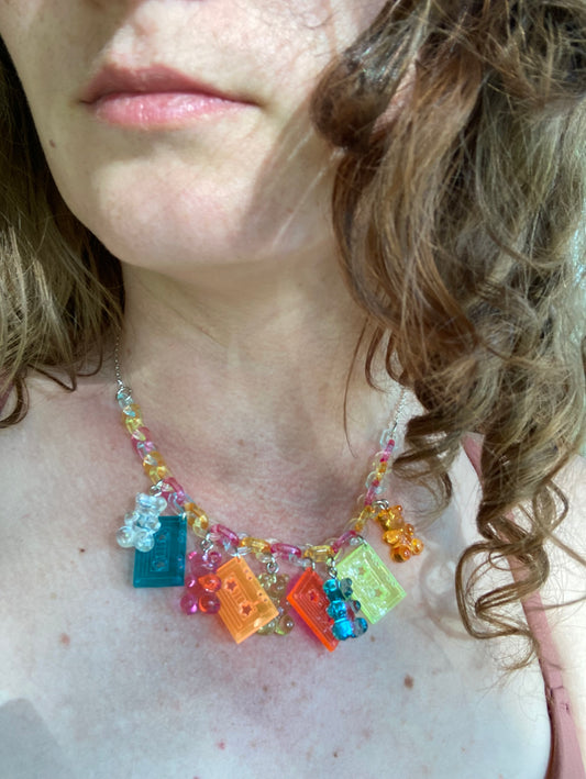 Gummy Cassette Bears Charm Necklace