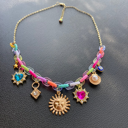 Rainbow Sun Charm Necklace
