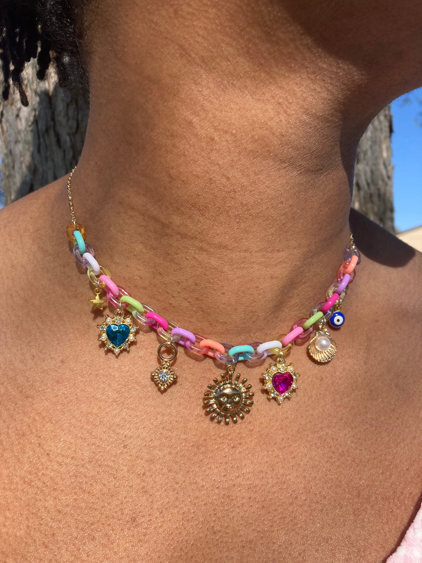 Rainbow Sun Charm Necklace