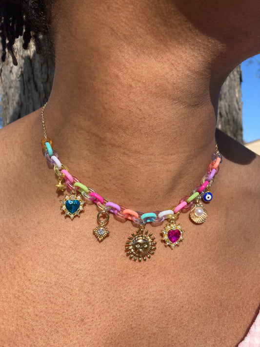 Rainbow Sun Charm Necklace